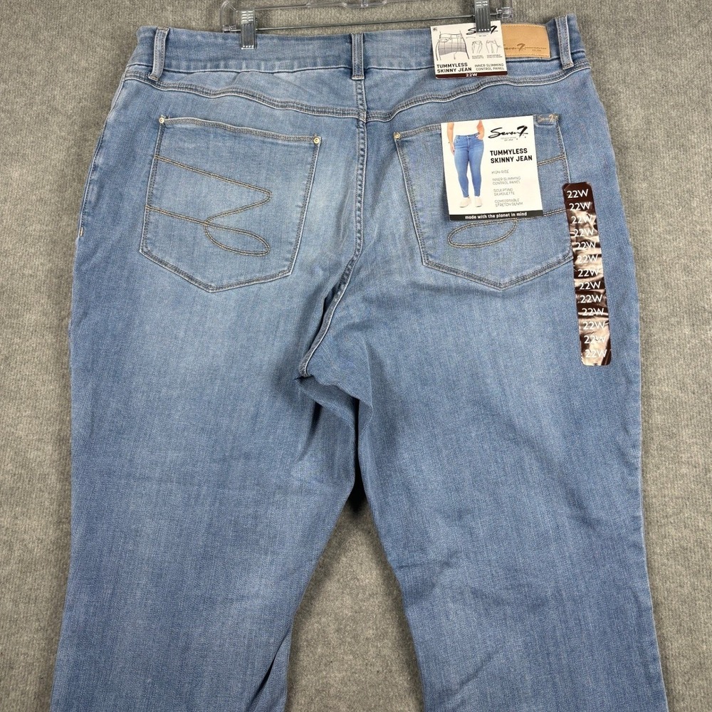 Seven7 Tummyless High Rise Skinny Jeans Light Wash Blue 22W - Picture 5 of 12